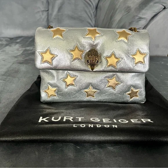 Kurt Geiger Silver Bag with Gold Stars - Picture 1 of 5